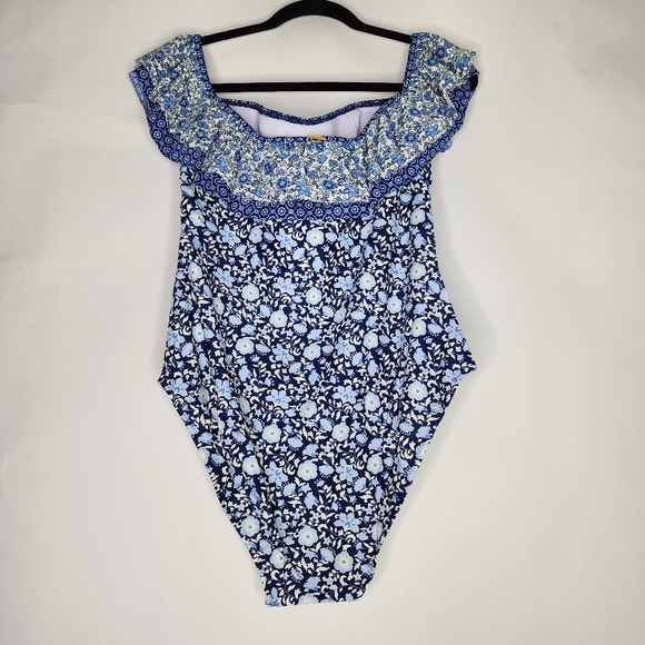 JESSICA SIMPSON Printed Off-The-Shoulder One Piece Swimsuit - Size 1X - NWT - Picture 2 of 6